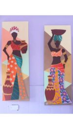 Par de Quadros Afro pintura em tela mod.001