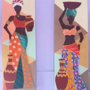 Par de Quadros Afro pintura em tela mod.001