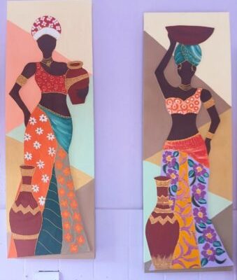 Par de Quadros Afro pintura em tela mod.001