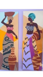 Par de Quadros Afro pintura em tela mod.002