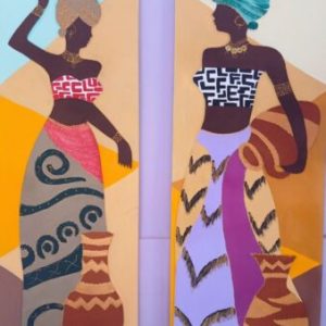 Par de Quadros Afro pintura em tela mod.002
