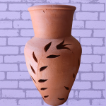 Vaso G de barro vasado flowers 50cm.